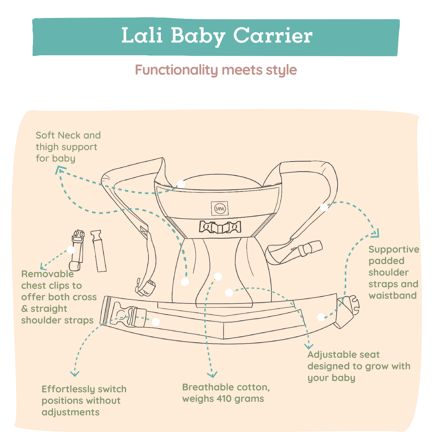 Lali: Cotton baby Carrier (PO 7 - 14 days)