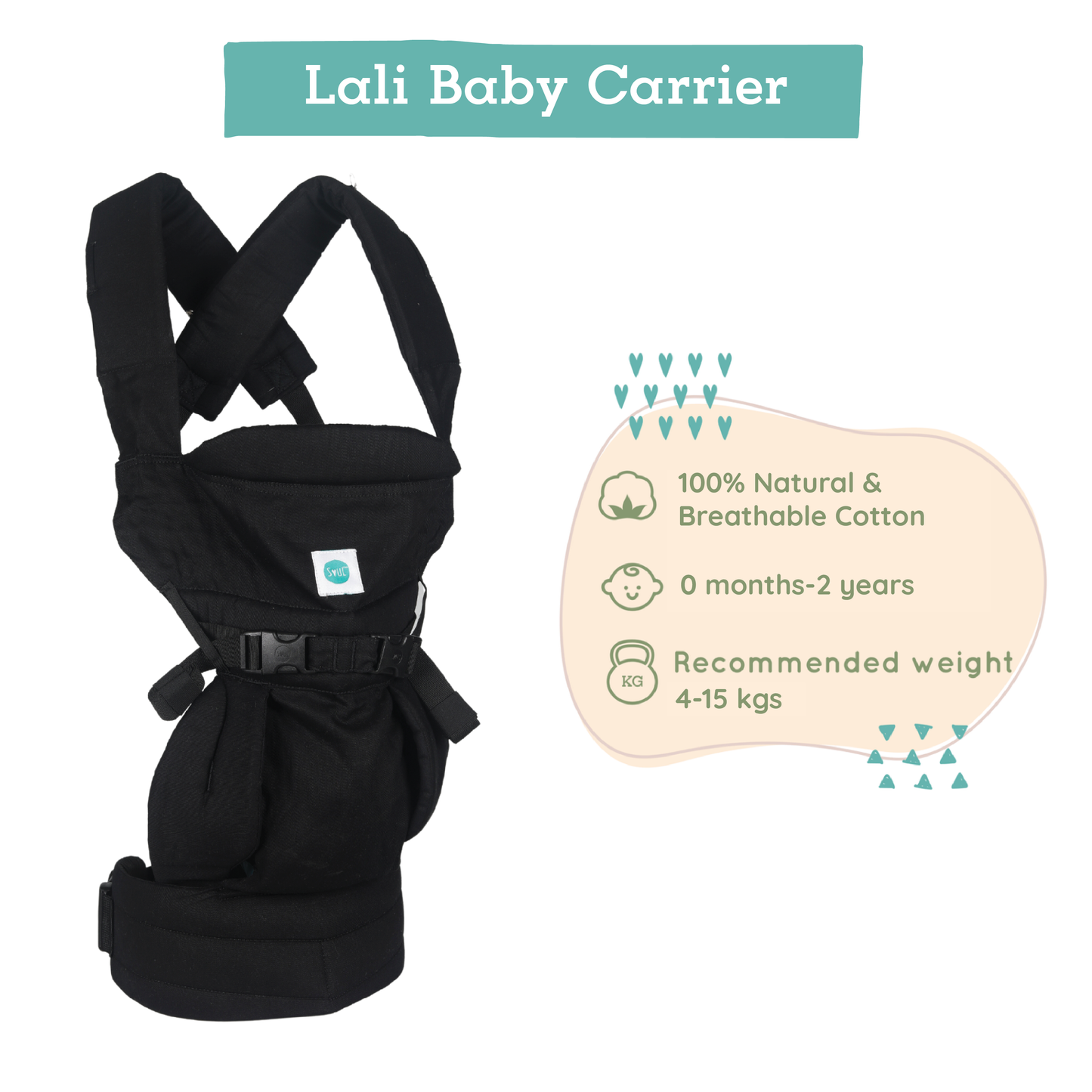 Lali: Cotton Black baby Carrier