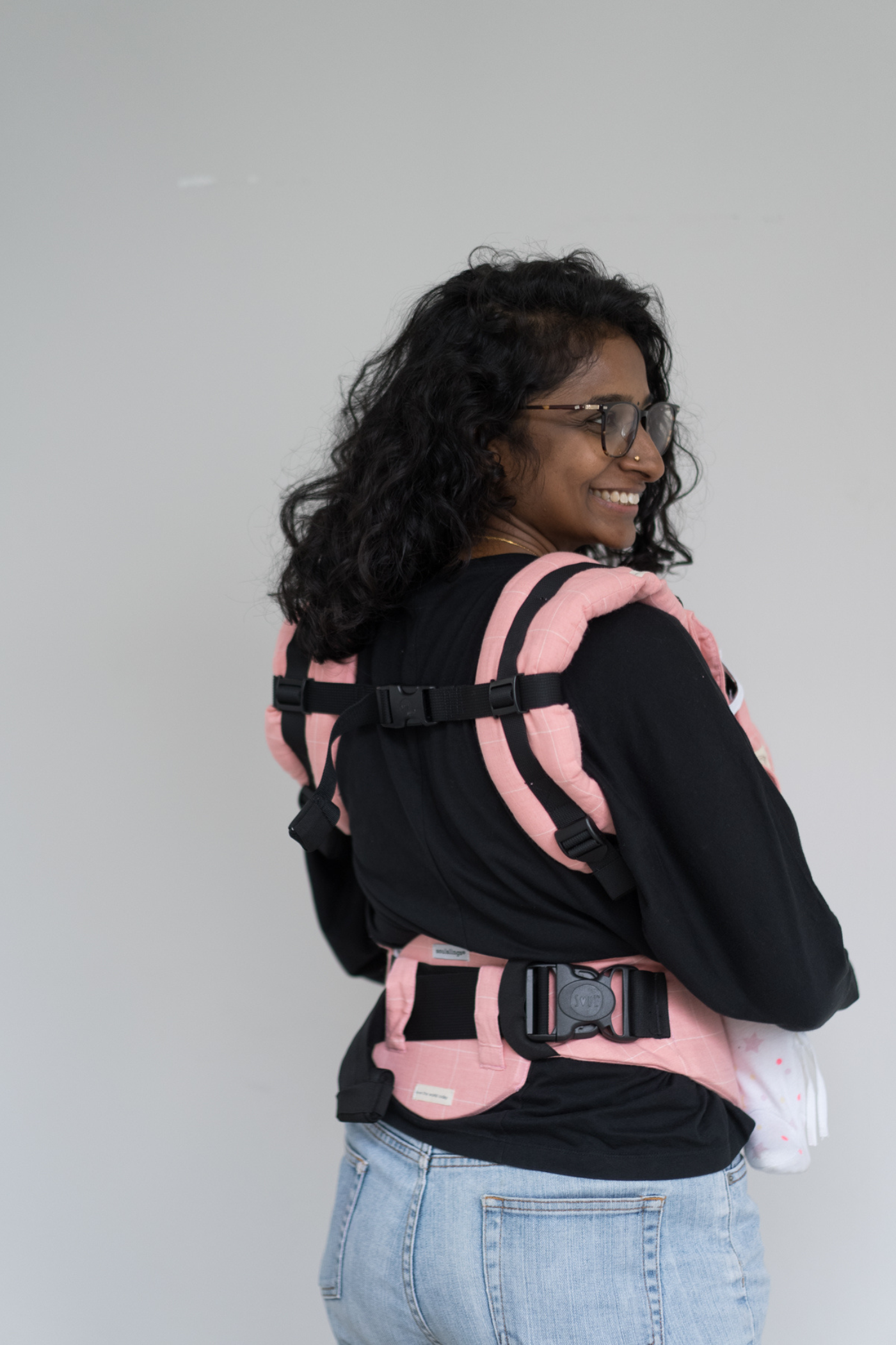 Aseema Baby Carrier- Peachy Pink Checks